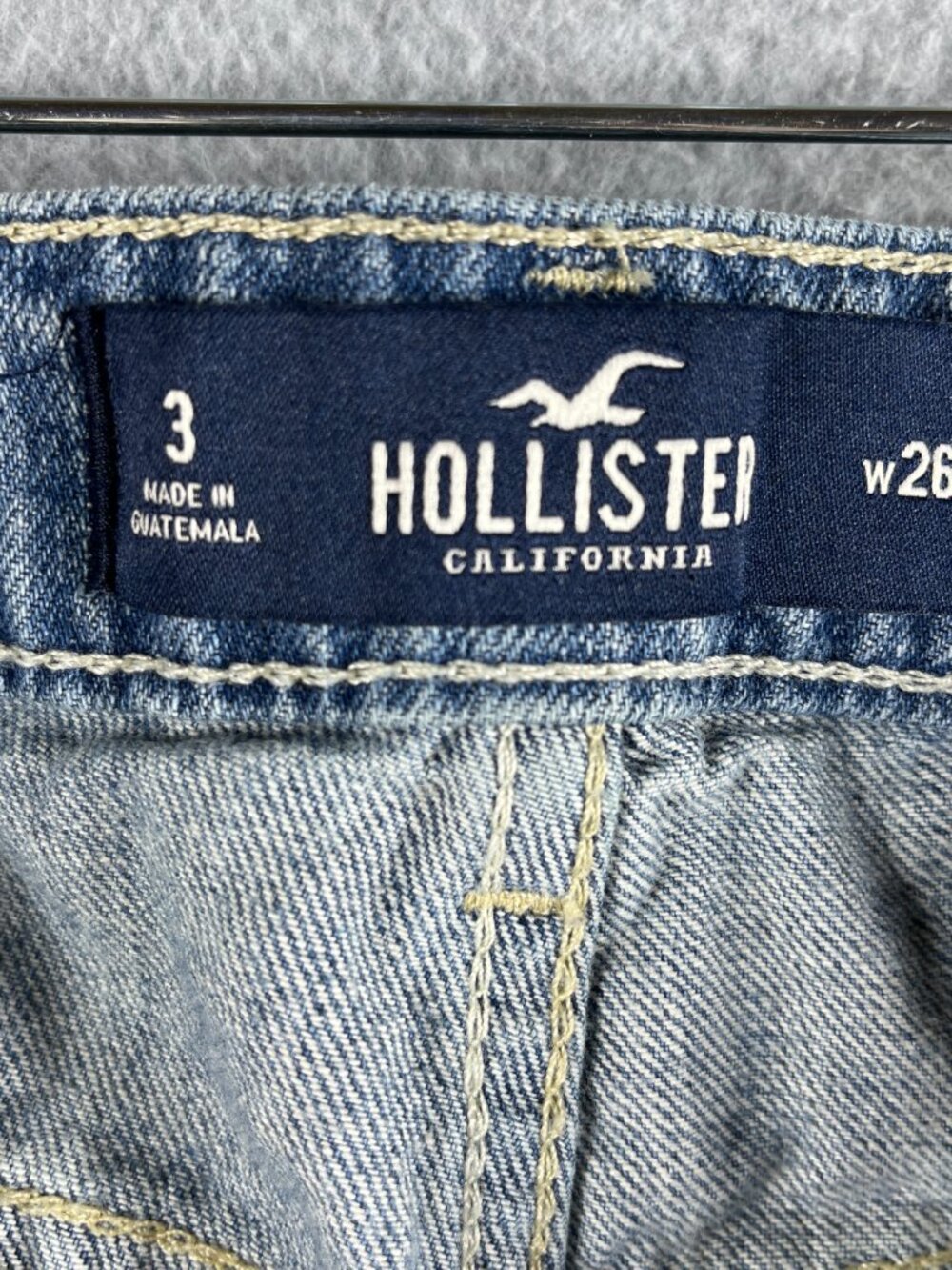 Hollister Women's W26 High-Rise Denim Mini Skirt Frayed Hem Light Wash Blue - Picture 4 of 8
